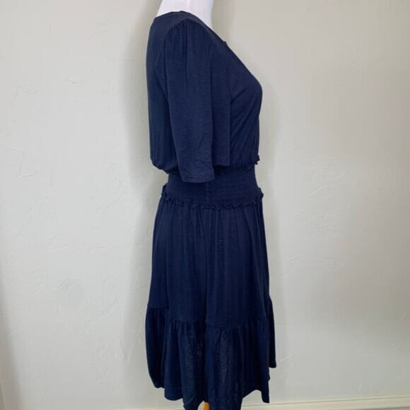 Rebecca Taylor Navy Blue Jersey Blouson Dress Sz Small - Picture 4 of 14